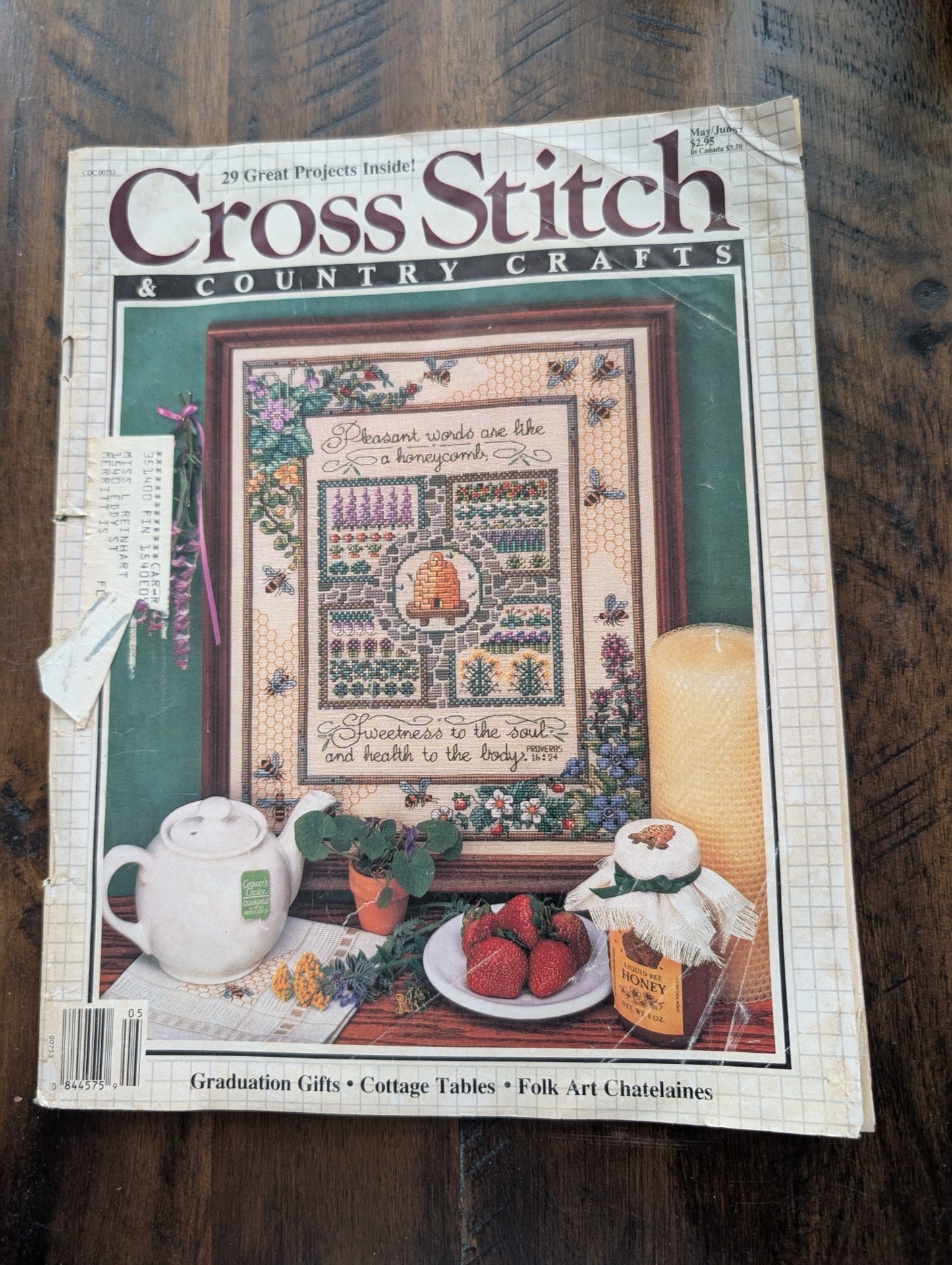 Cross Stitch & Country Crafts by EGW Publishing Co. (Crafts, Magazine, 1990, cross stitch magazine, 90s crafts, country style, bee sampler, vintage magazine)