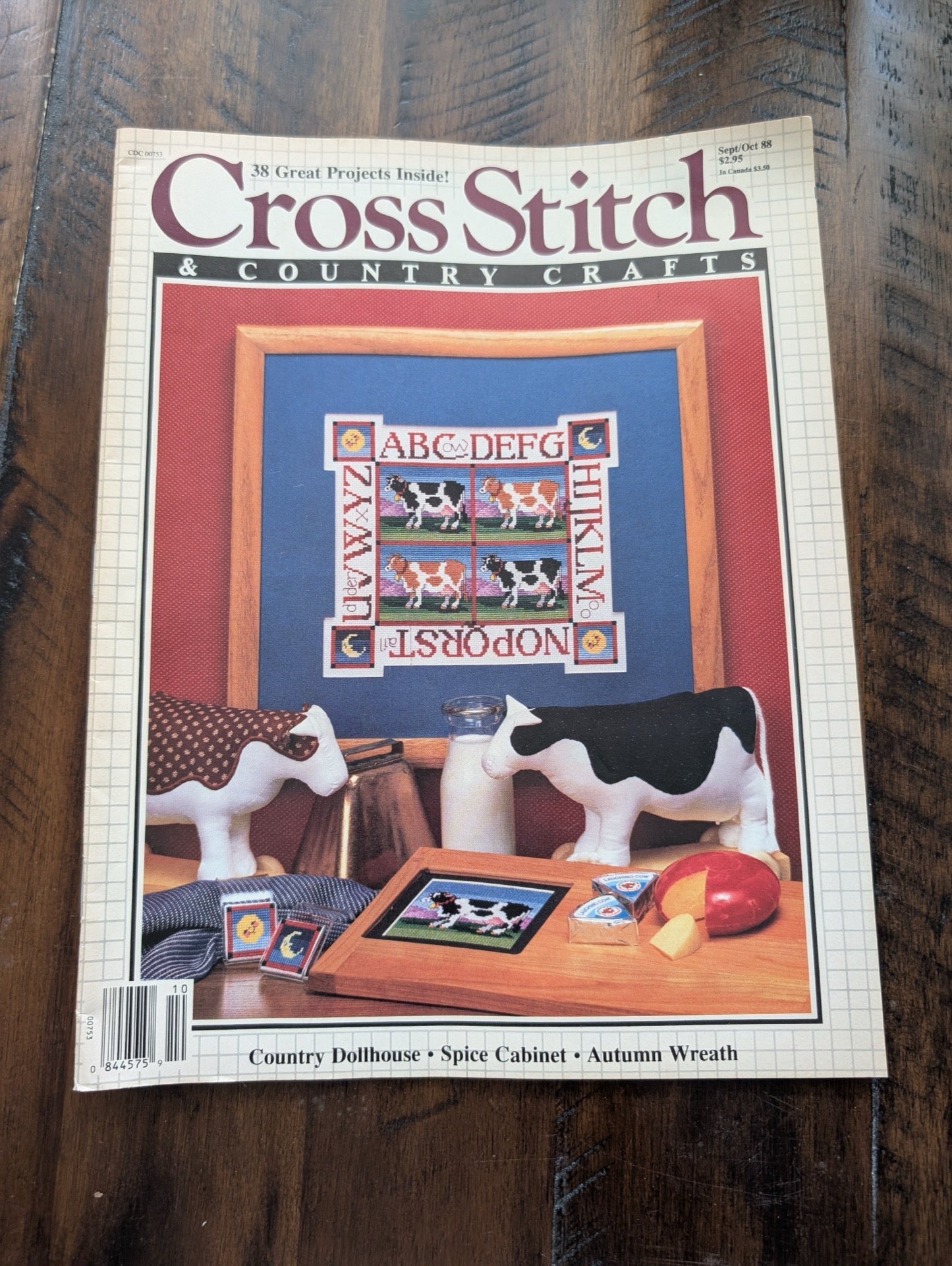 Cross Stitch & Country Crafts by EGW Publishing Co. (Crafts, Magazine, 1988, cross stitch magazine, 80s crafts, country style, cow patterns, vintage magazine)
