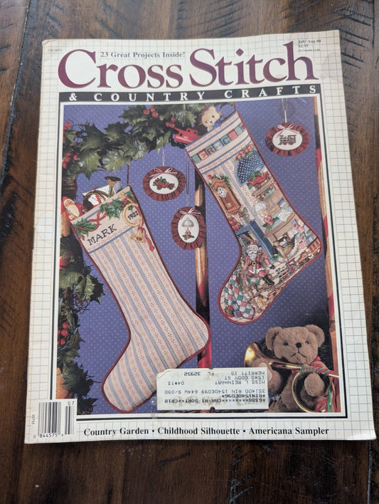 Cross Stitch & Country Crafts by EGW Publishing Co. (Crafts, Magazine, 1988, Christmas stocking, cross stitch magazine, 80s crafts, vintage Christmas, country garden)