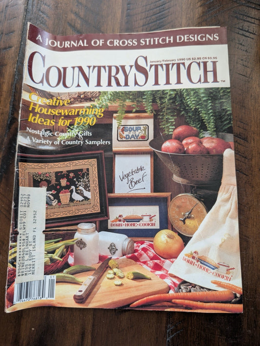 Country Stitch by Unlisted (Crafts, Magazine, 1990, cross stitch magazine, 90s crafts, country kitchen, vintage magazine, housewarming gifts)