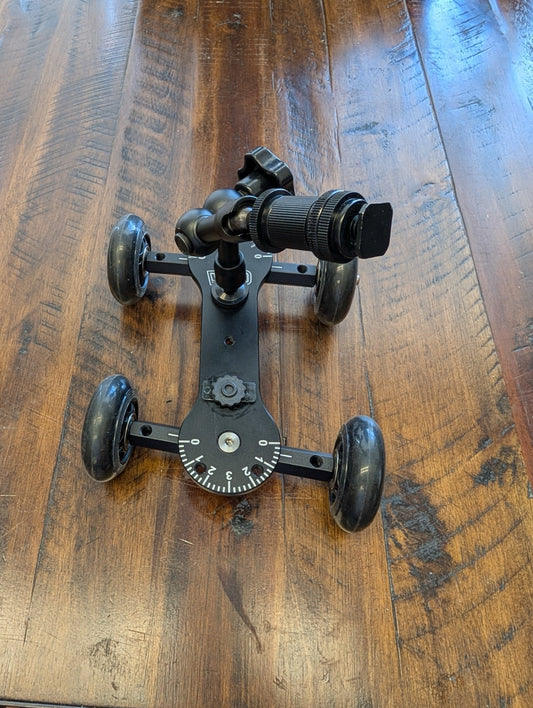 Tabletop Camera Dolly / Skater Dolly from Generic / Unbranded - 2010s Videography Equipment (Aluminum, Steel, Rubber Camera Accessory, Tech, Studio, Black, dolly, slider, camera, video, motion)