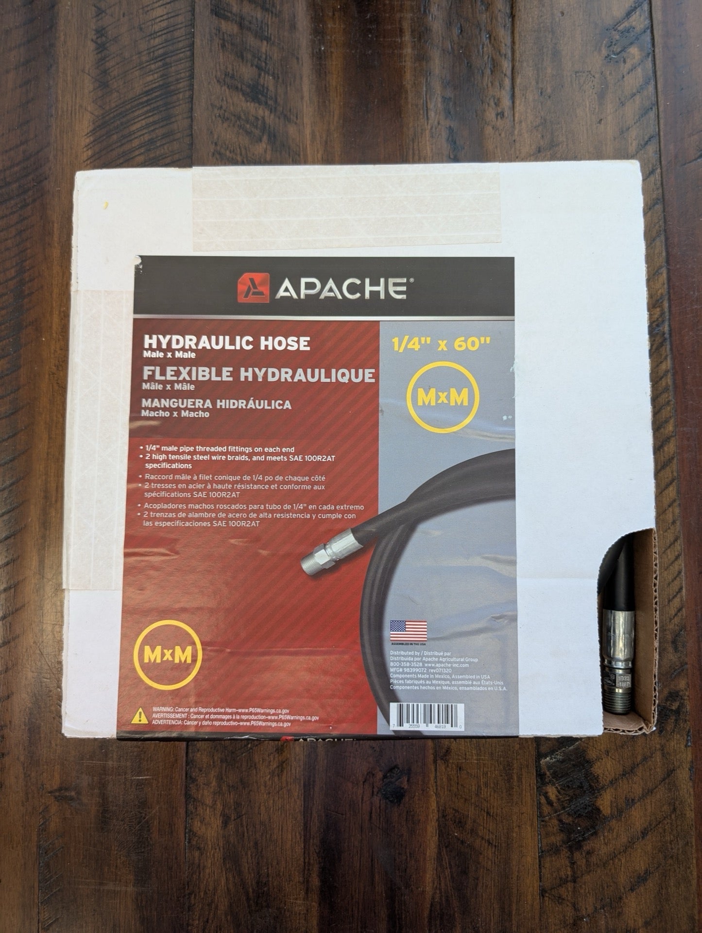 Hydraulic Hose 1/4" x 60" from Apache - 2010s/2020s Industrial & Scientific, Hydraulics (Synthetic Rubber, Steel Wire Braid Industrial Component, Industrial, Workshop, Garage, Black, Silver, hydraulic hose, 60 inch, 1/4 inch, Apache, MxM fittings)