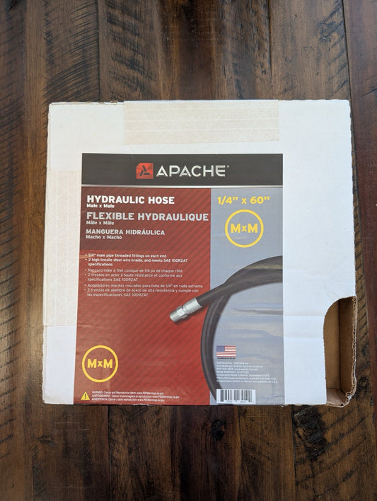 Hydraulic Hose 1/4" x 60" from Apache - 2010s/2020s Industrial & Scientific, Hydraulics (Synthetic Rubber, Steel Wire Braid Industrial Component, Industrial, Workshop, Garage, Black, Silver, hydraulic hose, 60 inch, 1/4 inch, Apache, replacement)