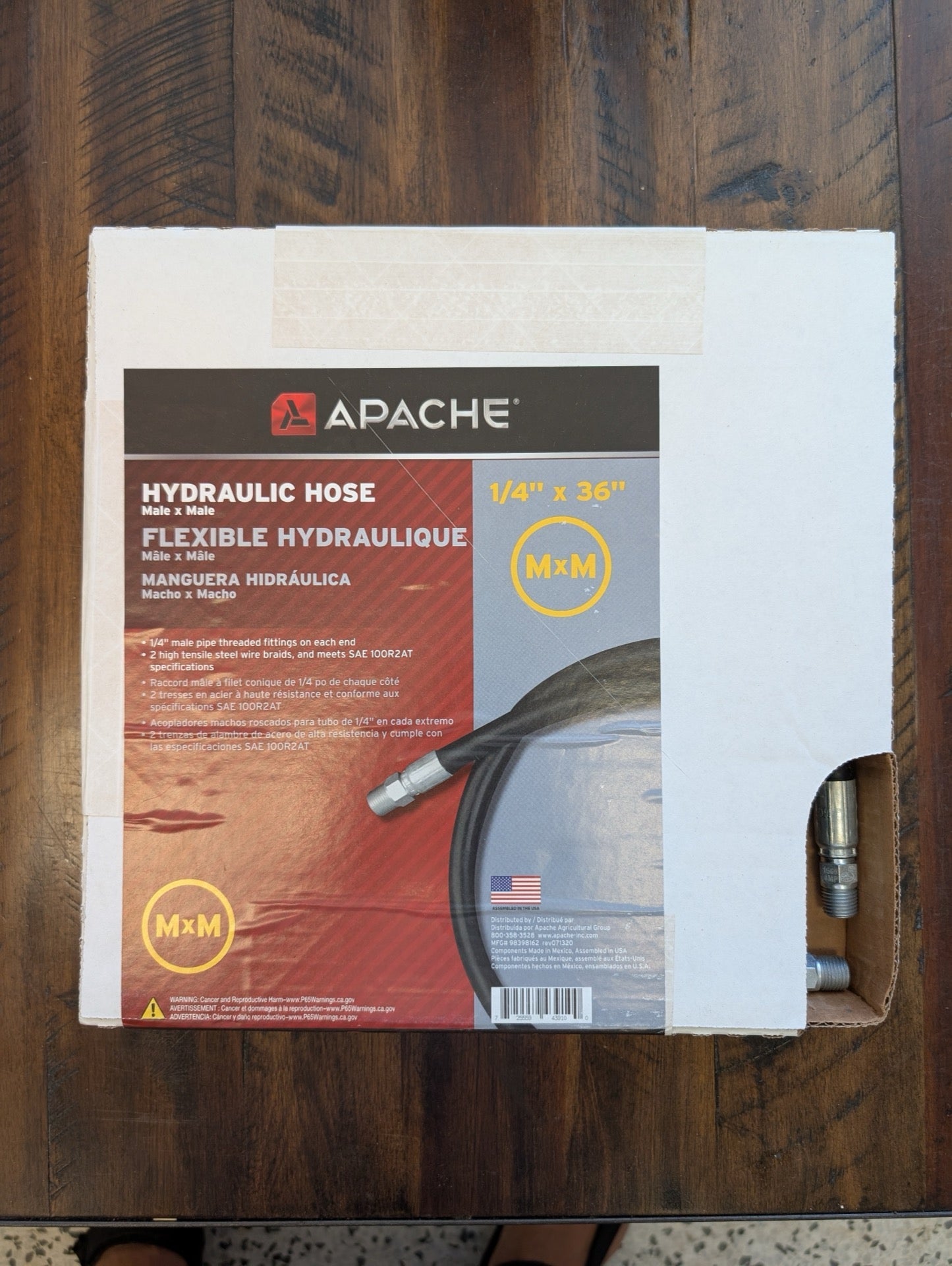 Hydraulic Hose 1/4" x 36" from Apache - 2010s/2020s Industrial & Scientific, Hydraulics (Synthetic Rubber, Steel Wire Braid Industrial Component, Industrial, Workshop, Garage, Black, Silver, hydraulic, hose, Apache, high pressure, fittings)