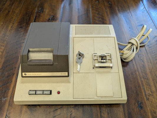 PC-100C Printing Cradle from Texas Instruments - 1977-1980s Collectibles, Vintage Computing (Plastic, Metal, Electronics Calculator Accessory, Vintage, Retro, Beige, Dark Grey, TI-59, PC-100C, Texas Instruments, vintage calculator, printer)