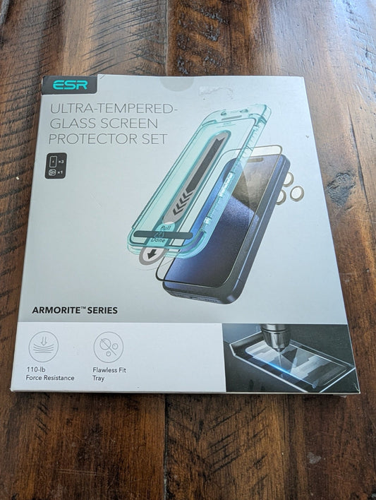 Armorite Ultra-Tempered Glass Screen Protector Set from ESR - 2020s Cell Phone Accessories (Tempered Glass, Plastic Phone Accessory, Not Applicable, Clear (protector), Teal (tray), ESR, screen protector, tempered glass, Armorite, iPhone)