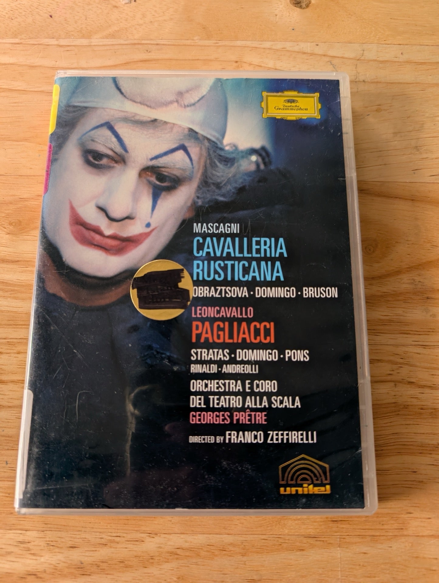 Cavalleria Rusticana / Pagliacci (DVD, 1982, Not Rated) PlÃ¡cido Domingo, Elena Obraztsova, Renato Bruson, Cavalleria Rusticana Pagliacci, Zeffirelli opera, Placido Domingo Canio, La Scala opera film, watch Pagliacci