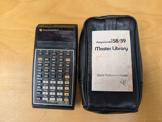 TI Programmable 58C with Case from Texas Instruments - 1970s Vintage Electronics > Calculators Constant Memory, Rare Model, With Case, Collector's Item ( Programmable Calculator, Vintage, Retro, Portable Tech,  TI-58C, programmable)