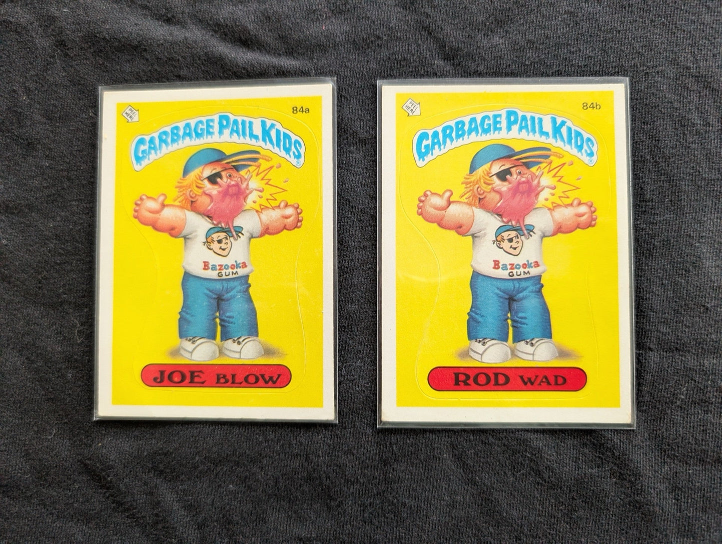 1986 GPK OS3 84a Joe Blow & 84b Rod Wad Vintage Card Pair Topps