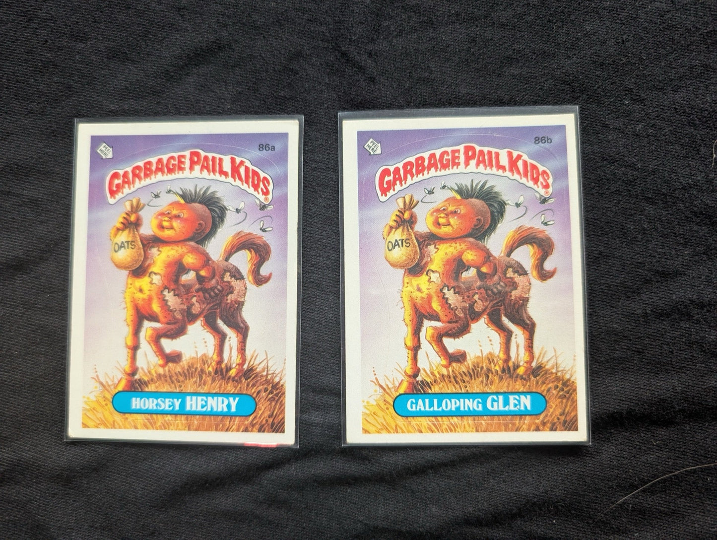 1986 GPK OS3 86a Horsey Henry & 86b Galloping Glen Vintage Card Pair Topps
