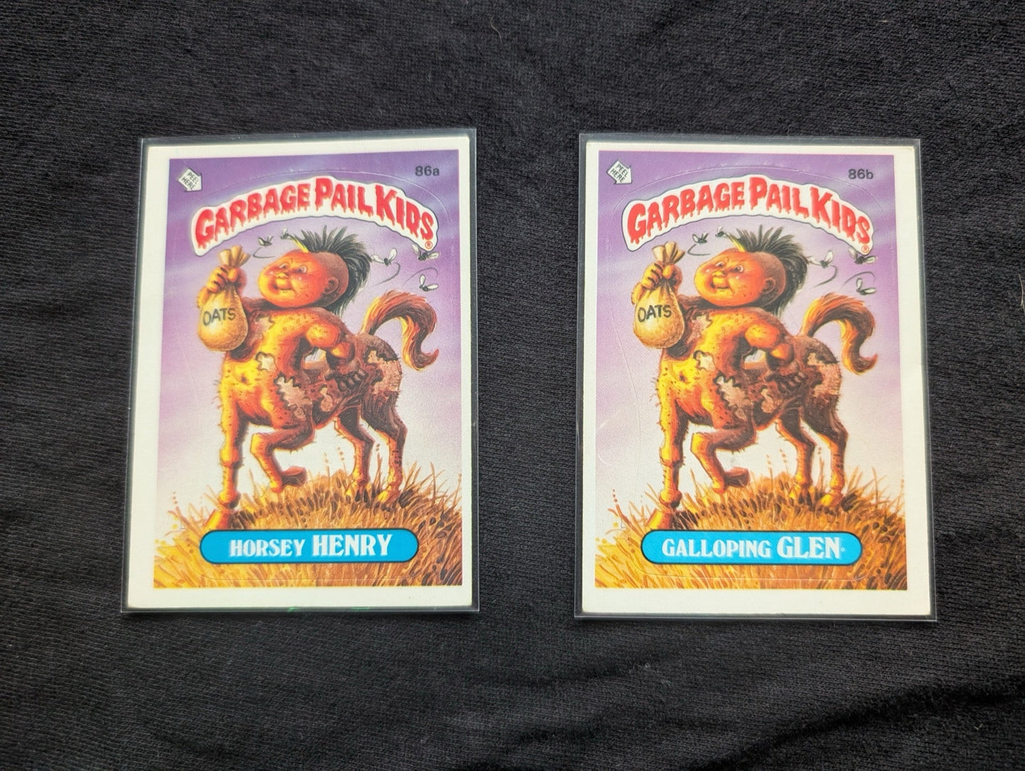 1986 GPK OS3 86a Horsey Henry & 86b Galloping Glen Vintage Topps Card Pair