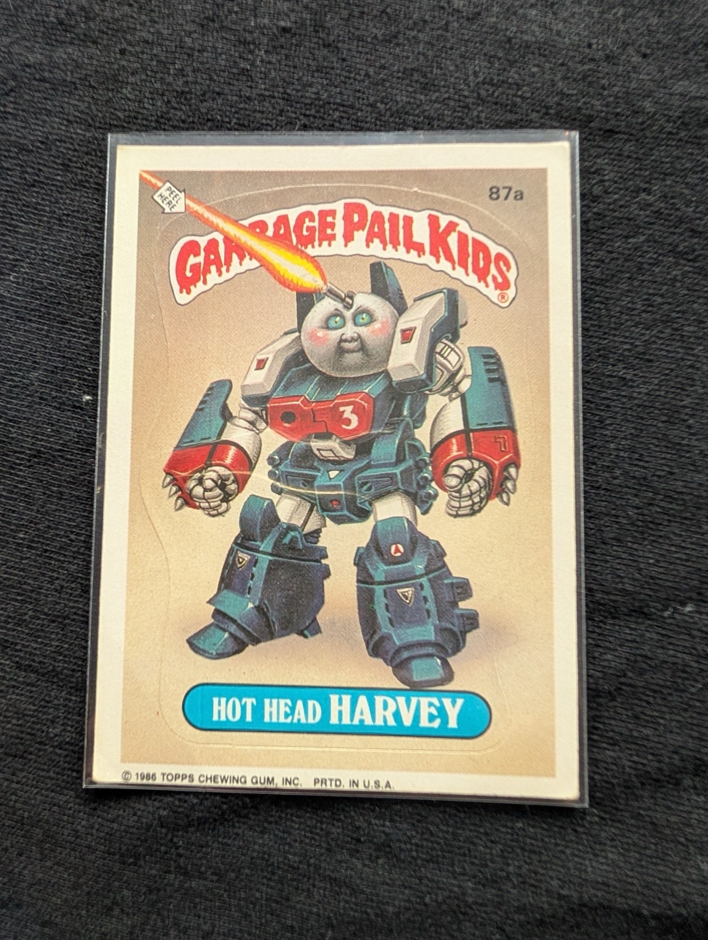 1986 GPK OS3 87a Hot Head Harvey & 87b Roy Bot Vintage Card Pair Topps