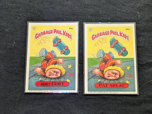 1986 GPK OS3 89a Hurt Curt & 89b Pat Splat Vintage Card Pair Topps