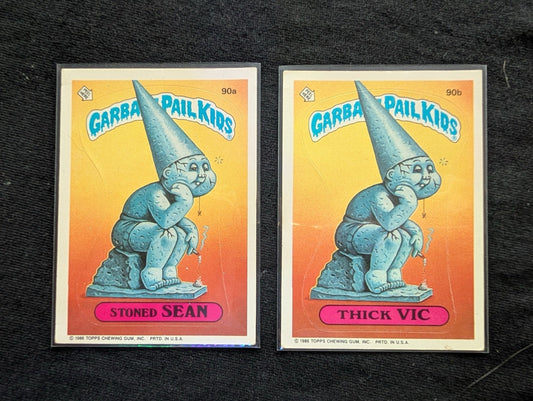 1986 GPK OS3 90a Stoned Sean & 90b Thick Vic Vintage Card Pair Topps