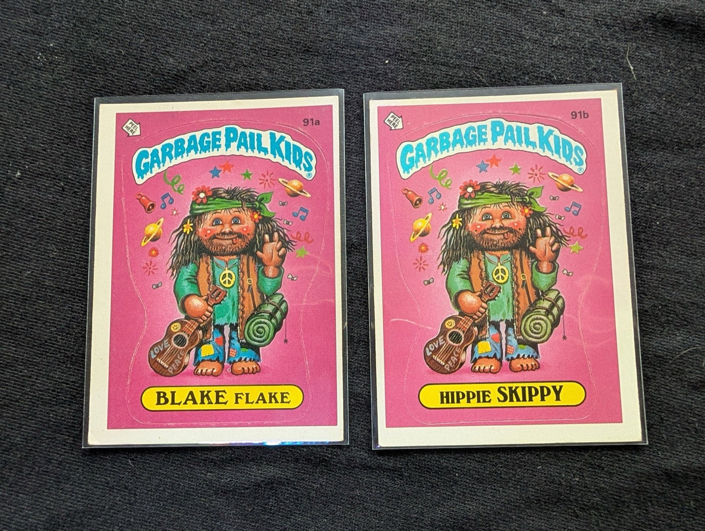 1986 GPK OS3 91a Blake Flake & 91b Hippie Skippy Vintage Topps Card Pair