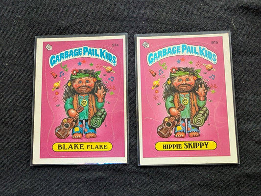 1986 GPK OS3 91a Blake Flake & 91b Hippie Skippy Vintage Topps Card Pair