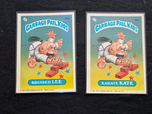 1986 GPK OS3 94a Bruised Lee & 94b Karate Kate Vintage Topps Card Pair