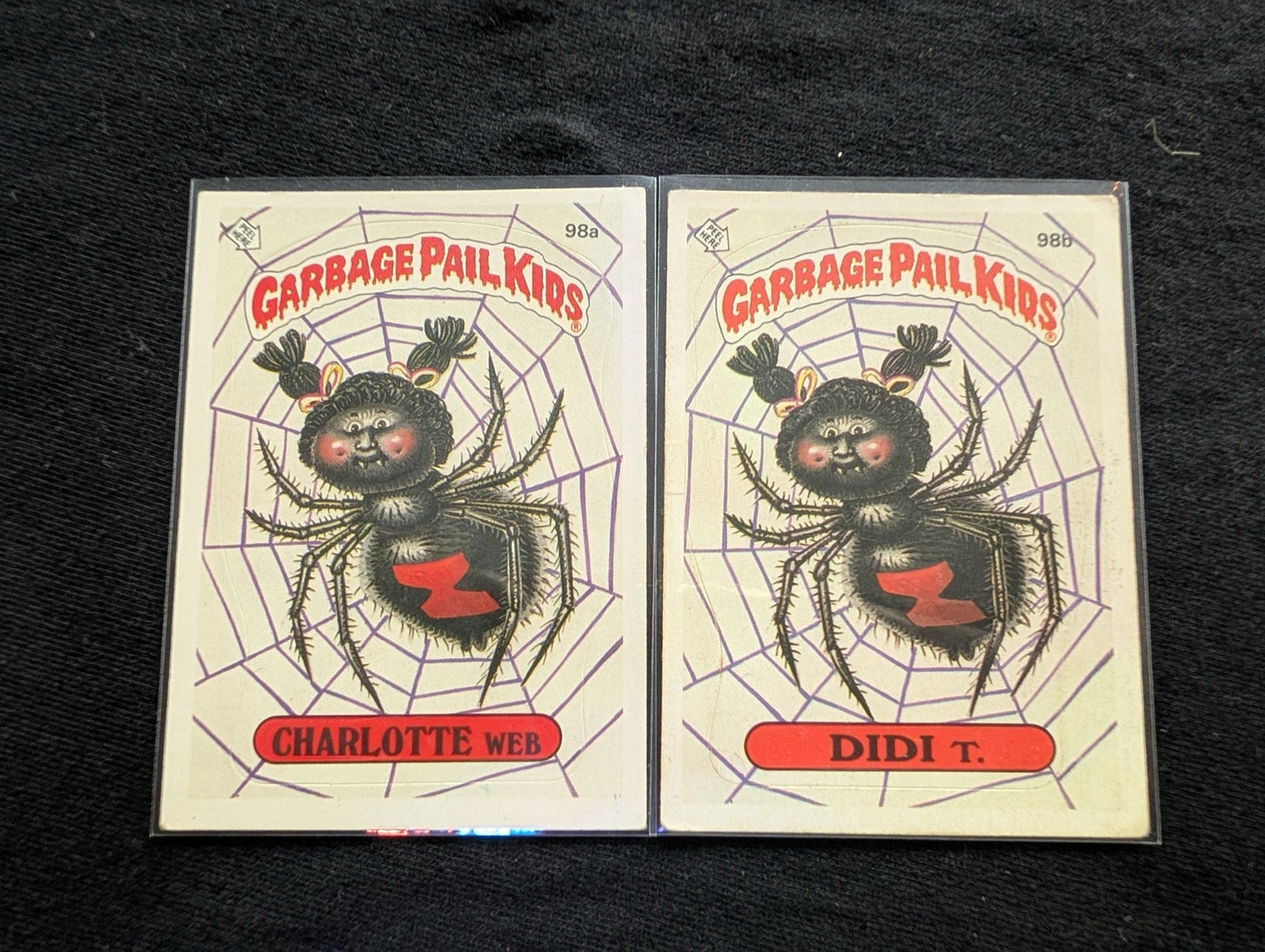 1986 GPK OS3 98a Charlotte Web & 98b Didi T. Vintage Topps Card Pair