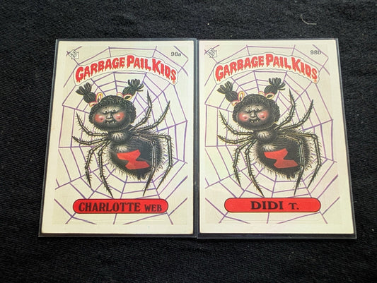 1986 GPK OS3 98a Charlotte Web & 98b Didi T. Vintage Card Pair Topps