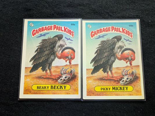 1986 GPK OS3 99a Beaky Becky & 99b Picky Mickey Vintage Card Pair Topps