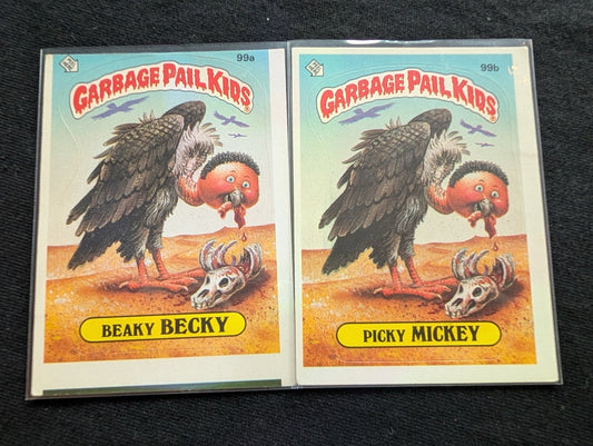 1986 GPK OS3 99a Beaky Becky & 99b Picky Mickey Vintage Topps Card Pair