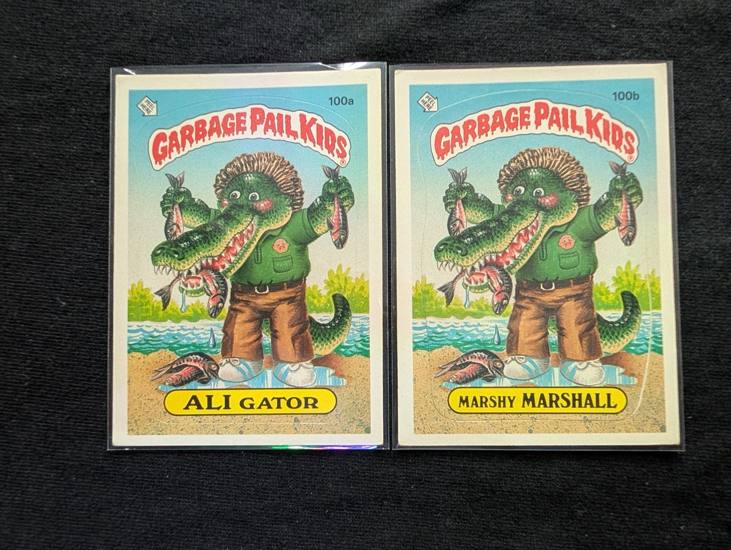 1986 GPK OS3 100a Ali Gator & 100b Marshy Marshall Vintage Card Pair Topps