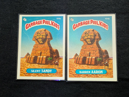 1986 GPK OS3 104a Silent Sandy & 104b Barren Aaron Vintage Card Pair Topps