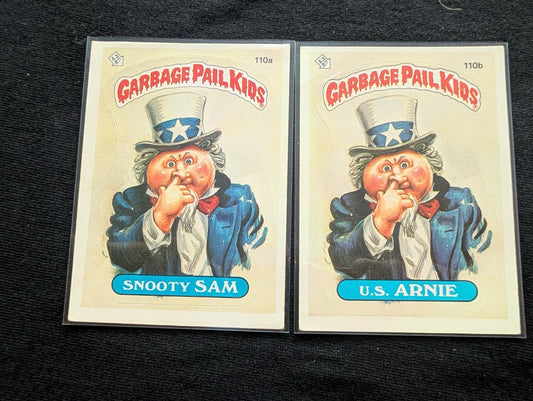 1986 GPK OS3 110a Snooty Sam & 110b U.S. Arnie Vintage Card Pair Topps