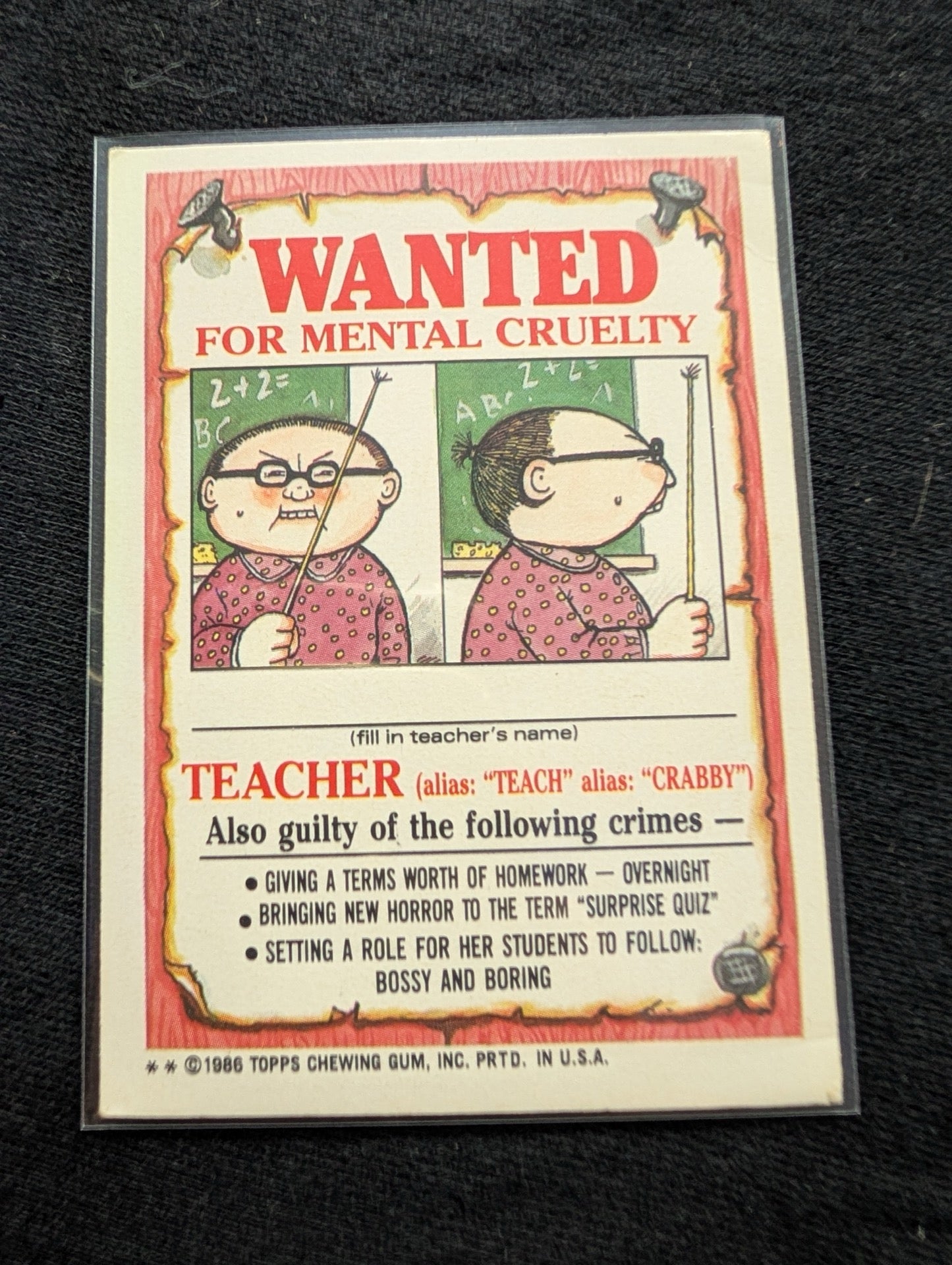 1986 GPK OS3 110a Snooty Sam & 110b U.S. Arnie Vintage Card Pair Topps