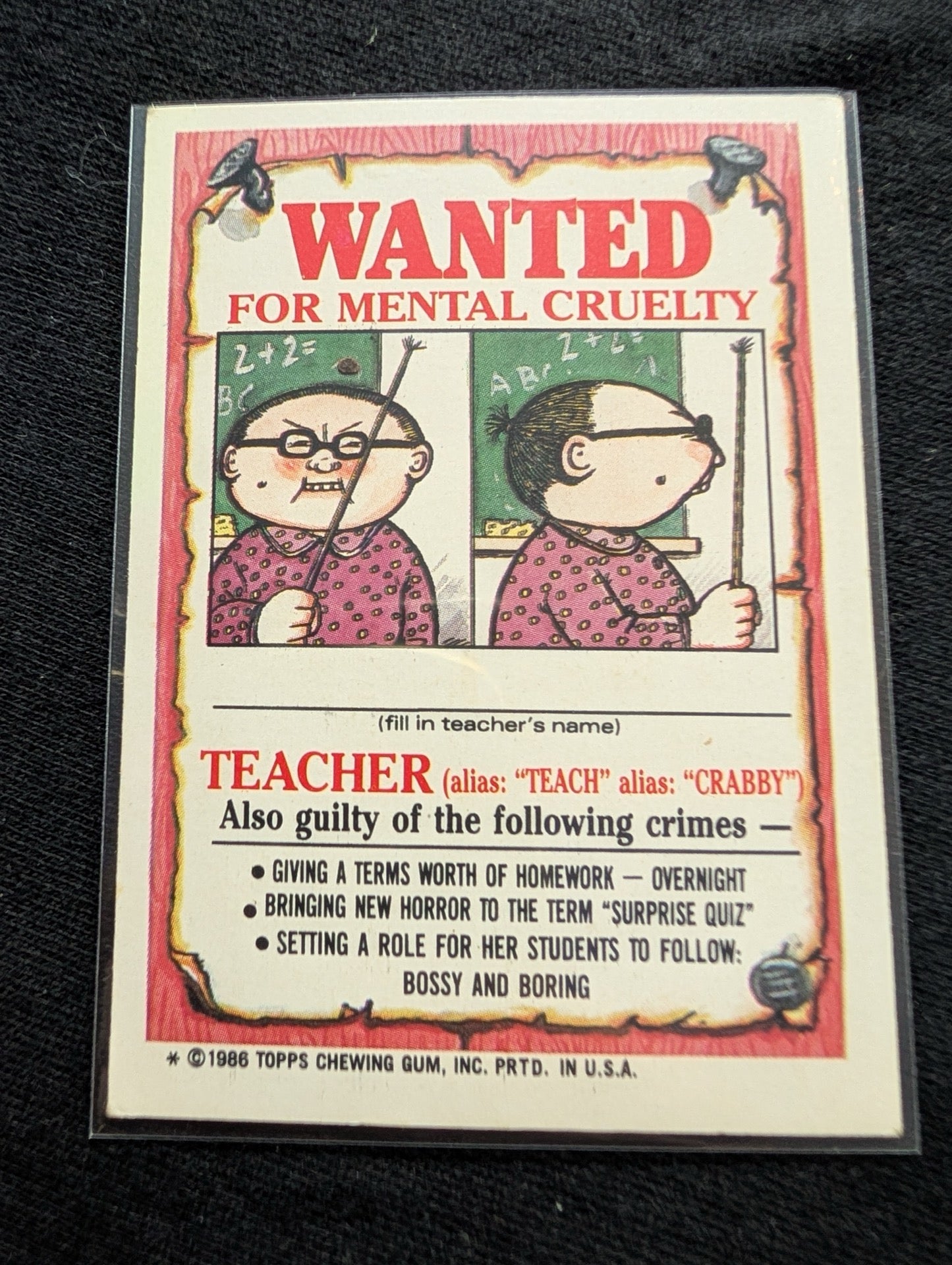 1986 GPK OS3 111a Target Margaret & 111b Bullseye Barry Card Pair Topps