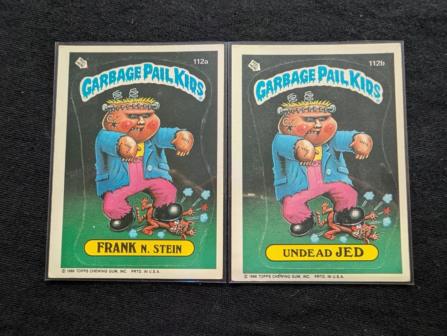 1986 GPK OS3 112a Frank N. Stein & 112b Undead Jed Vintage Card Pair Topps