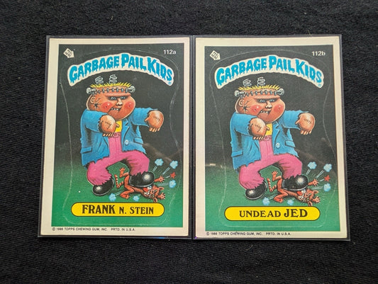 1986 GPK OS3 112a Frank N. Stein & 112b Undead Jed Vintage Card Pair Topps