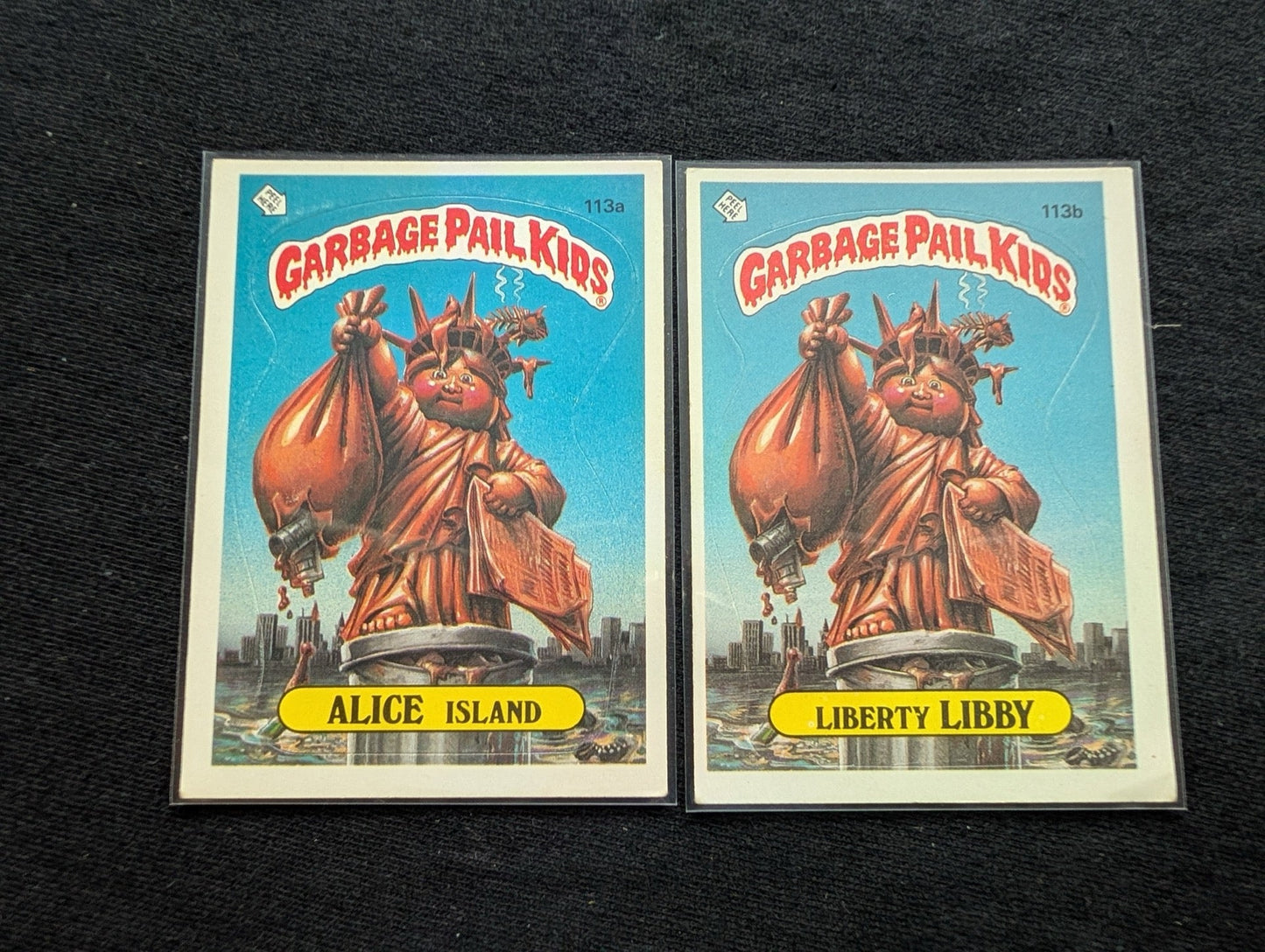 1986 GPK OS3 113a Alice Island & 113b Liberty Libby Vintage Card Pair Topps