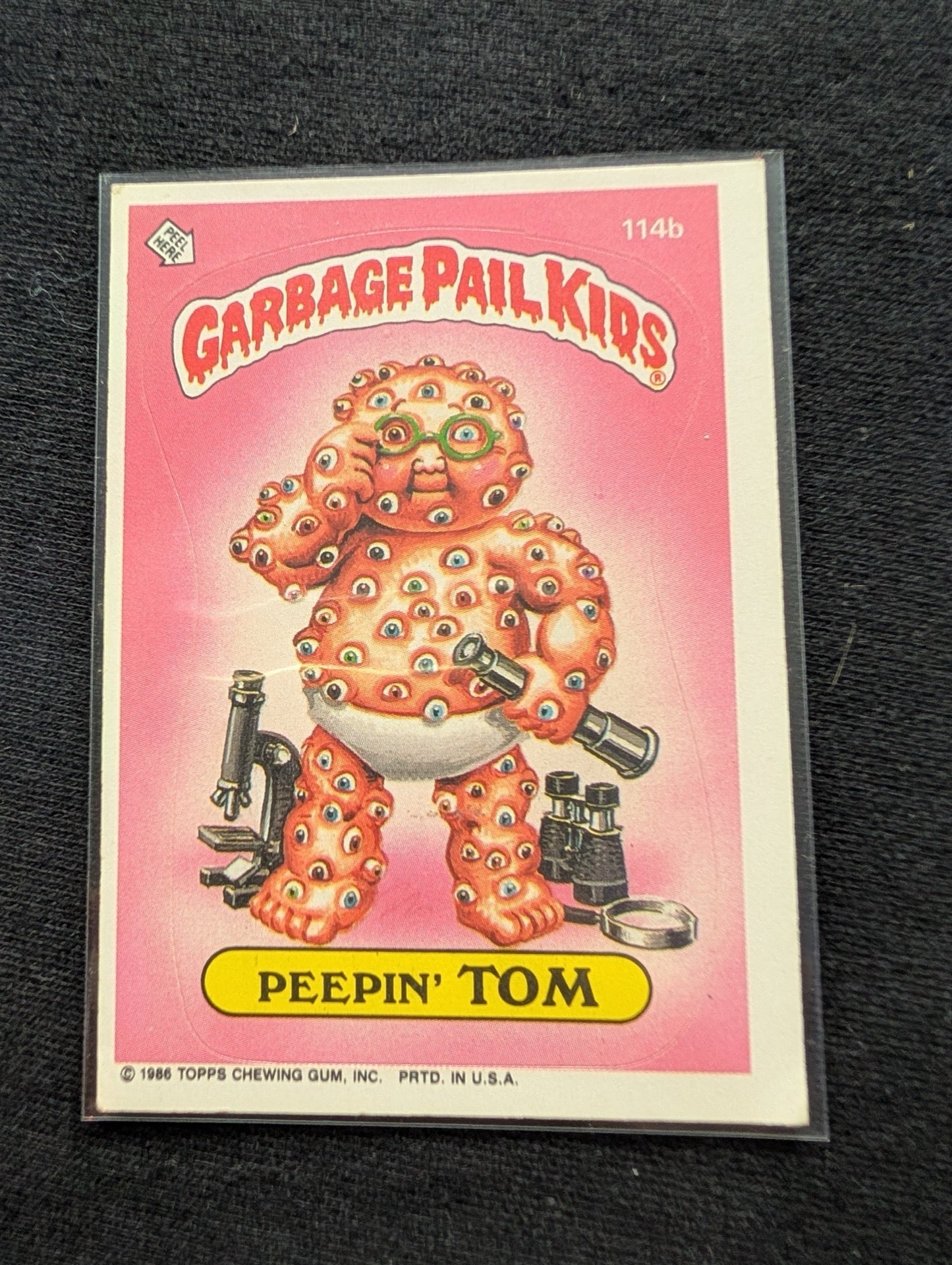 1986 GPK OS3 114a Starin' Darren & 114b Peepin' Tom Vintage Card Pair Topps