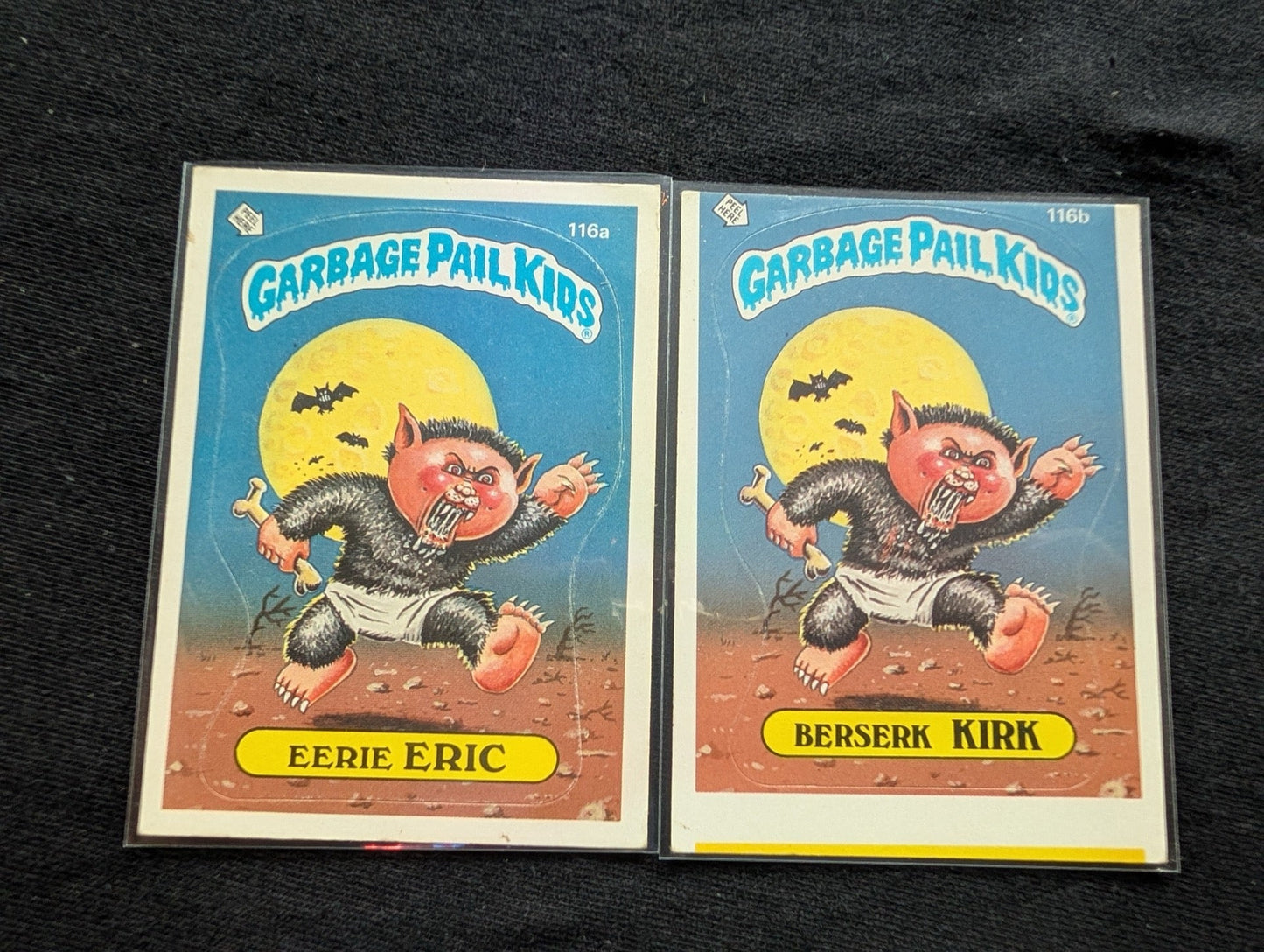 1986 GPK OS3 116a Eerie Eric & 116b Berserk Kirk Vintage Topps Card Pair