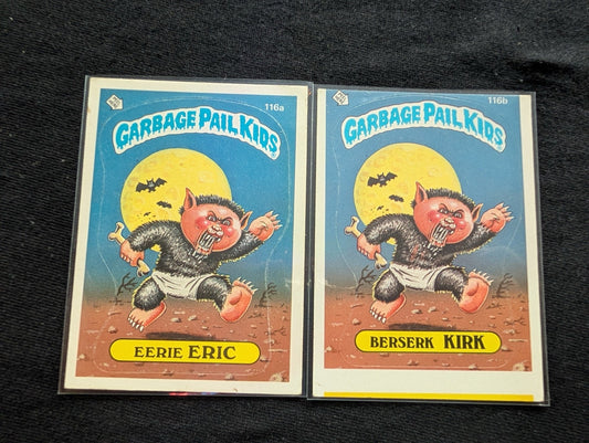 1986 GPK OS3 116a Eerie Eric & 116b Berserk Kirk Vintage Topps Card Pair