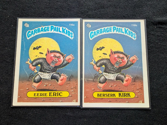 1986 GPK OS3 116a Eerie Eric & 116b Berserk Kirk Vintage Card Pair Topps