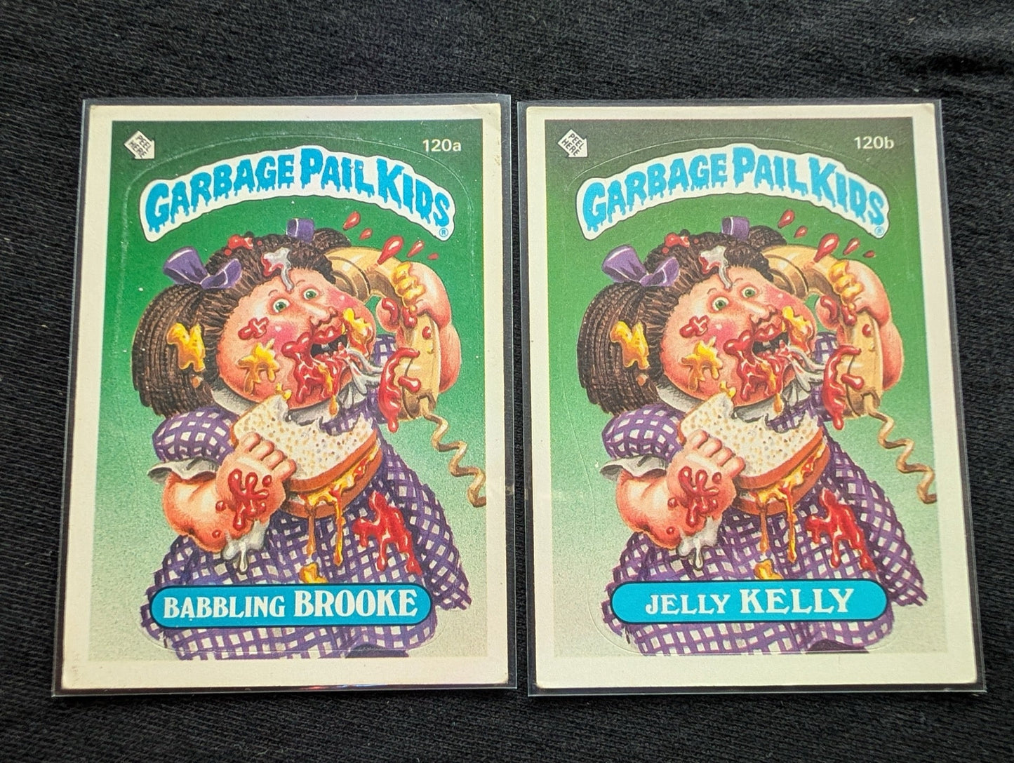 1986 GPK OS3 120a Babbling Brooke & 120b Jelly Kelly Vintage Card Pair Topps