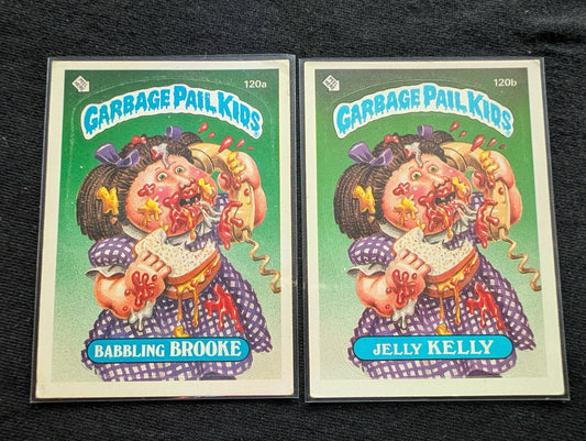 1986 GPK OS3 120a Babbling Brooke & 120b Jelly Kelly Vintage Card Pair Topps