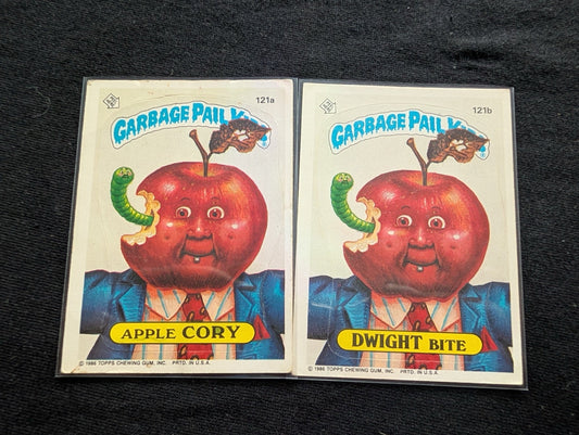 1986 GPK OS3 121a Apple Cory & 121b Dwight Bite Vintage Card Pair Topps