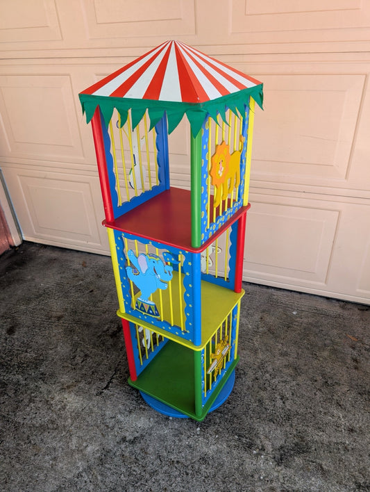 Magical Kids Circus Carousel Rotating Bookshelf - Spin & Store!