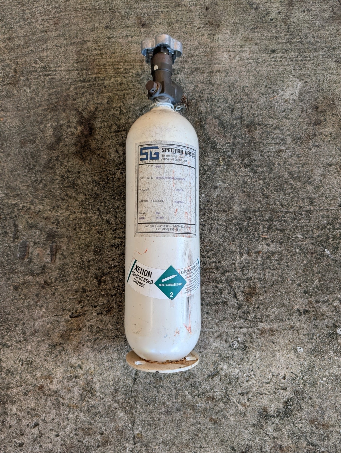 Spectra Gases Xenon Compressed Gas Cylinder (For Prop/Display)