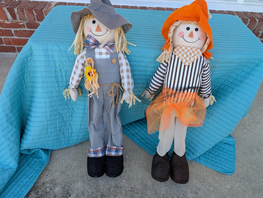 Whimsical Fall Harvest Scarecrow Buddies - Boy & Girl Set!