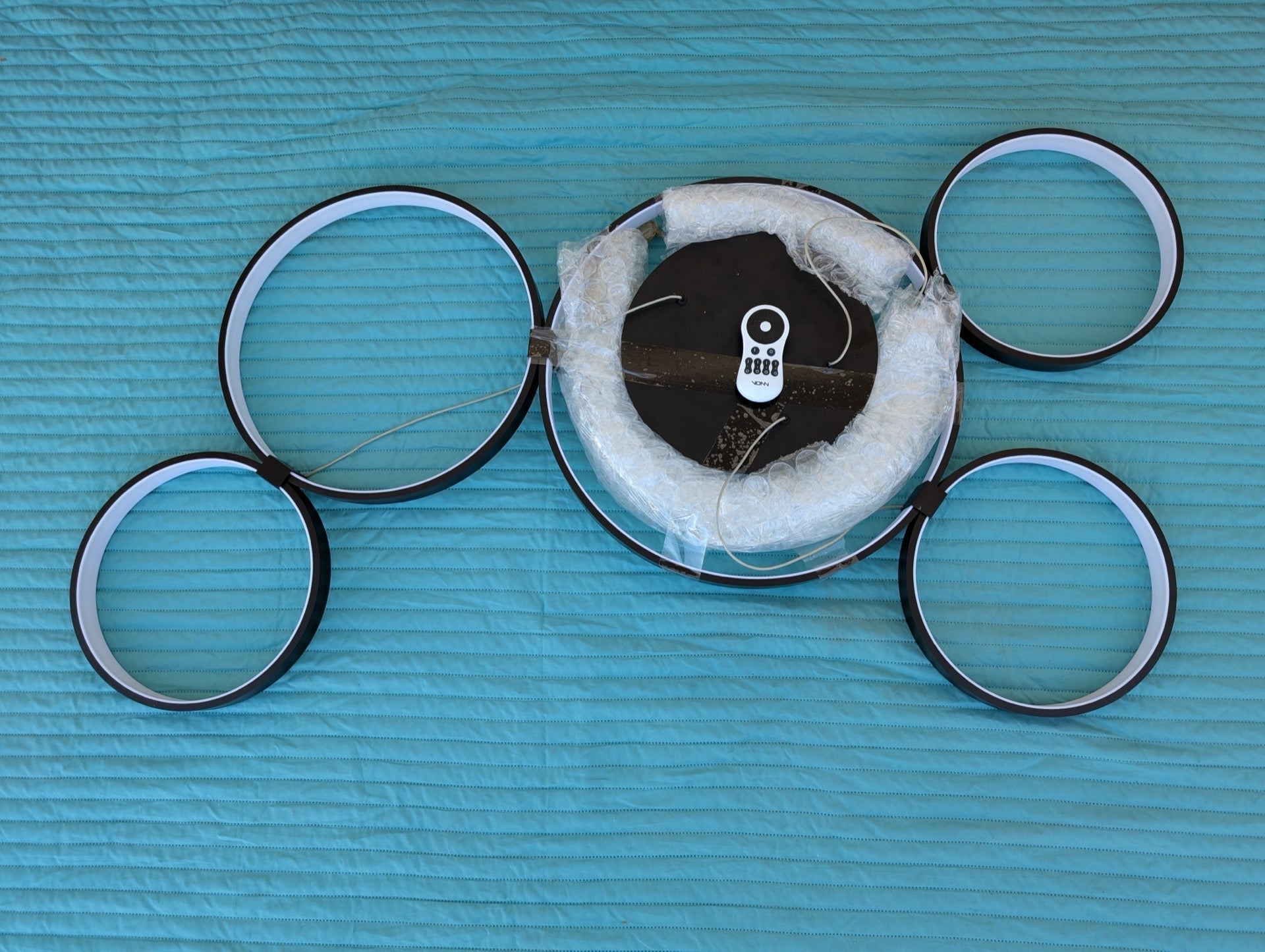 Modern 5-Ring LED 'Orbit' Chandelier - Black Ceiling Light
