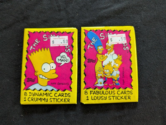 Lot of 2 Sealed 1990 Topps The Simpsons Trading Cards - Bart & Family Packs