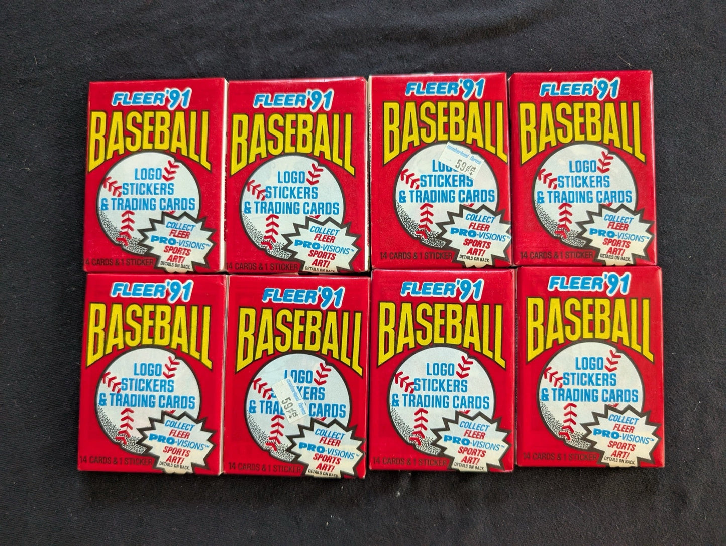 8 Sealed 1991 Fleer Baseball Wax Packs - Look for Pro-Visions Inserts
