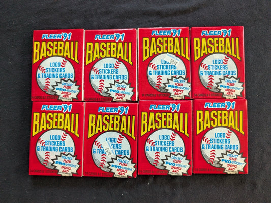8 Sealed 1991 Fleer Baseball Wax Packs - Look for Pro-Visions Inserts