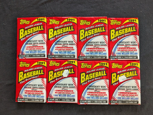 8 Sealed 1991 Topps Baseball Wax Packs - Guaranteed Home Run of Nostalgia!