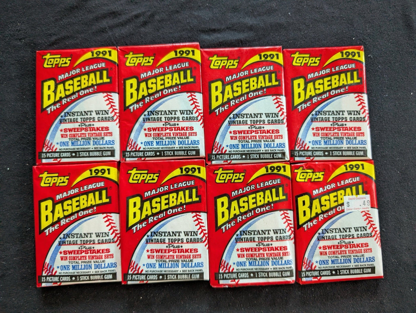 8 Sealed 1991 Topps Baseball Wax Packs - Collect 'The Real One'