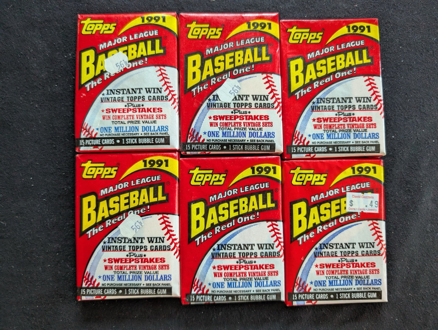 Lot of 6 Sealed 1991 Topps Baseball Wax Packs - Small Lot, Big Nostalgia